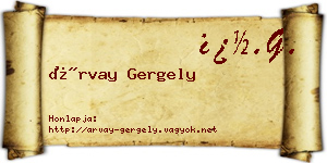 Árvay Gergely névjegykártya